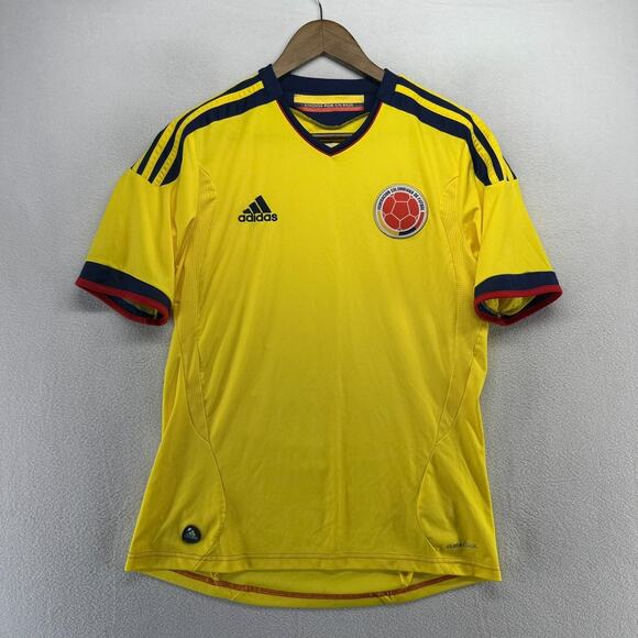 Columbia Soccer Jersey Men's Small Yellow Adidas 2013 Sewn Patch Logo Futbol - Picture 1 of 11